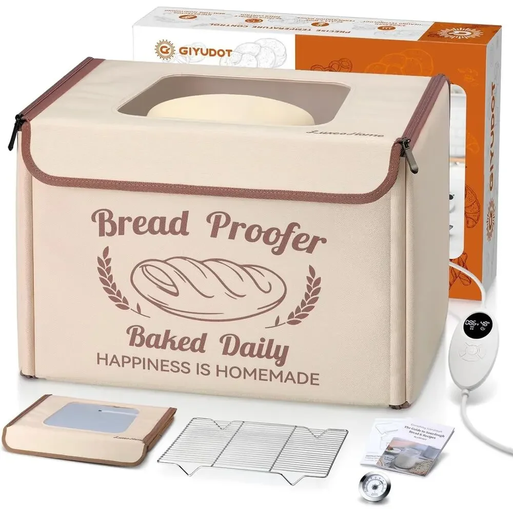Folding Bread Proofing Box 50-113℉ 48H Timer Dough Proofer Metal Rack GIYUDOT